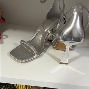 Zara Metallic Silver Heels